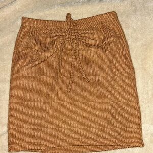 SHEIN Tan Pencil Skirt with Ruched Tie Front